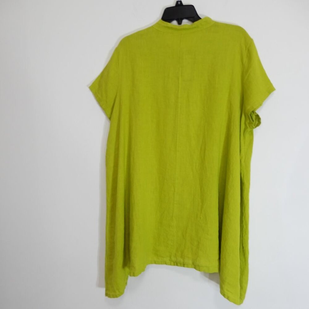 BRYN WALKER Willa LINEN Hi Low TUNIC Top Vireo Lime Green Button Front NEW $183 - Picture 6 of 9